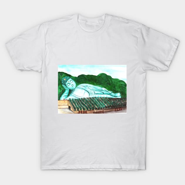 Watercolor - Reclining Buddha T-Shirt by Karoのkyuuto